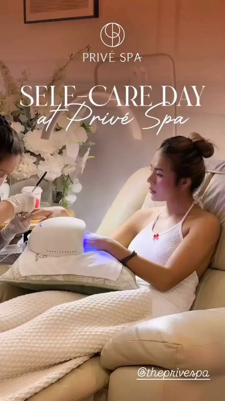 A guest receiving a nail treatment at Privé Spa